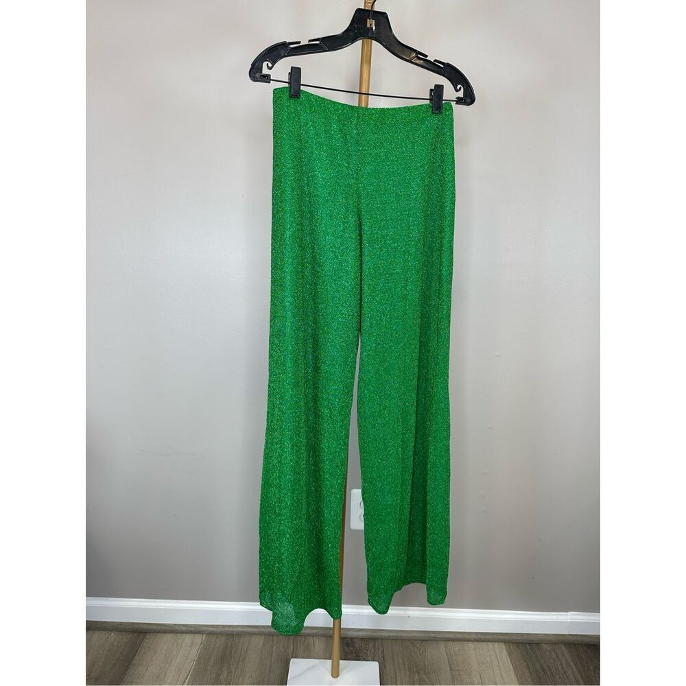 Baobab Osaka Shimmer High Waist Wide Leg Swim Cover Up Pants Green Size Small - Picture 3 of 5